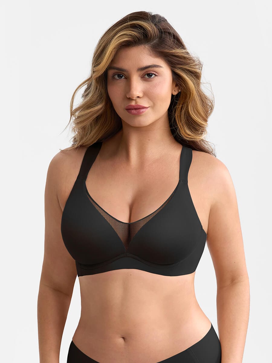 Elegant Mesh Plunge Minimizing Bra with Full Coverage Support