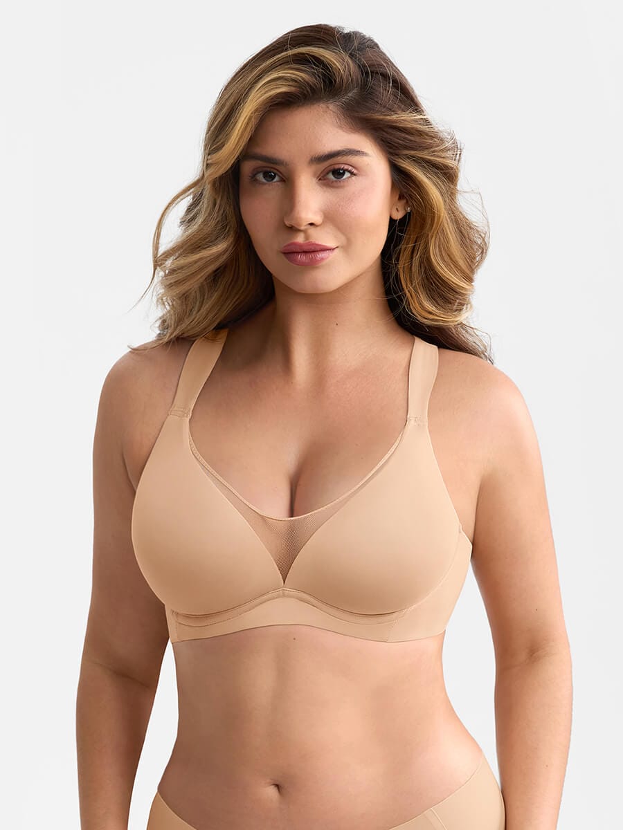 Elegant Mesh Plunge Minimizing Bra with Full Coverage Support