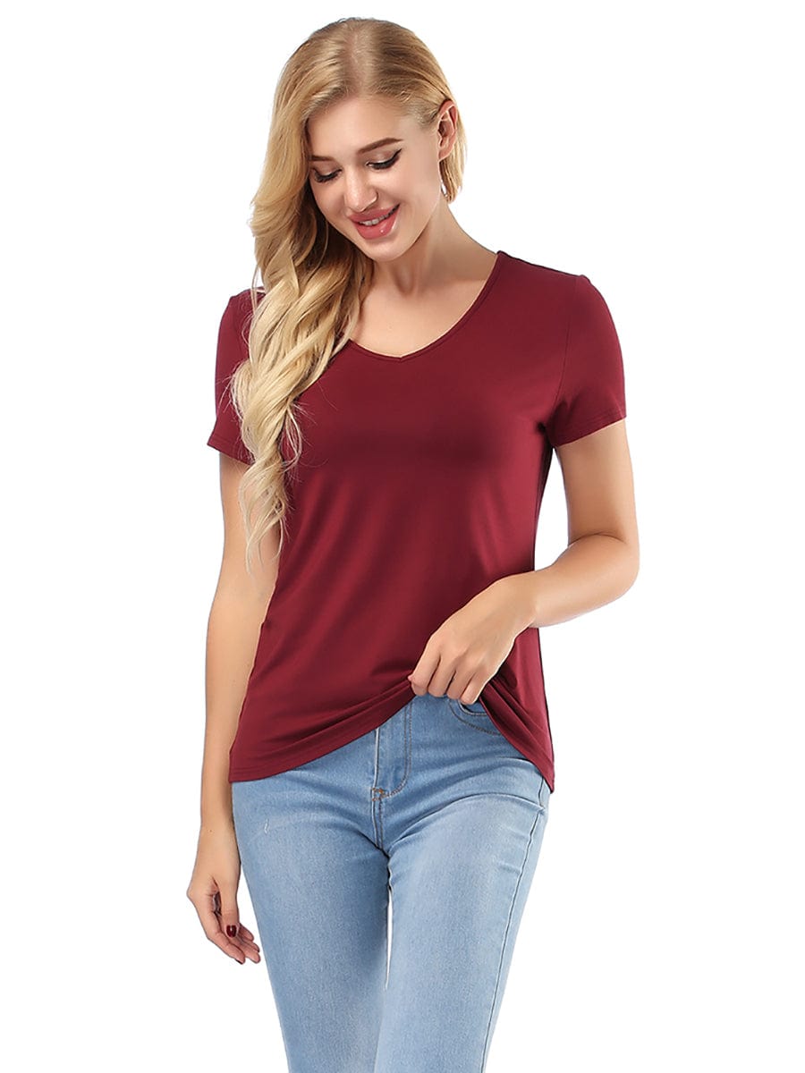 Comfort Chic Bamboo V Neck Short Sleeve Tee