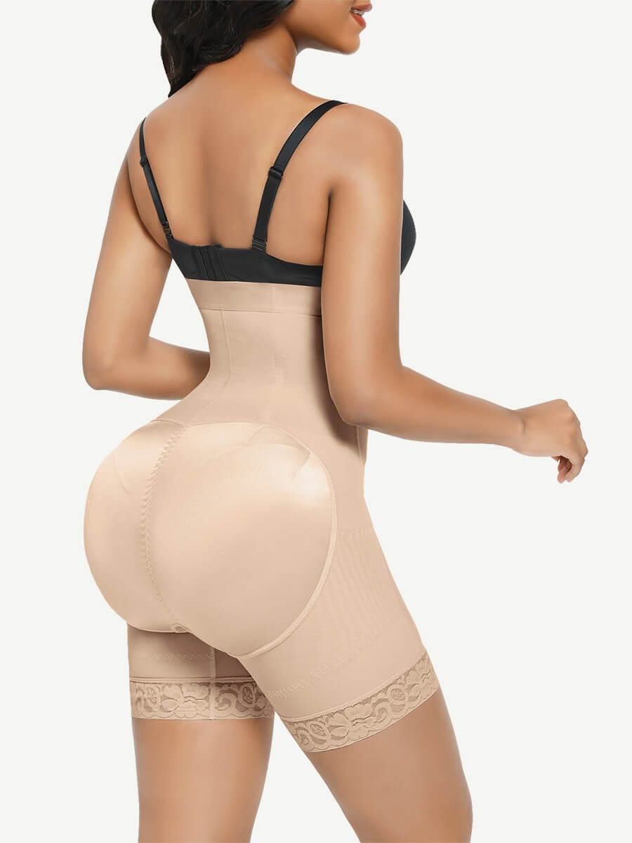High-Waisted Butt Lifting Shaper Shorts with Steel Bone Support