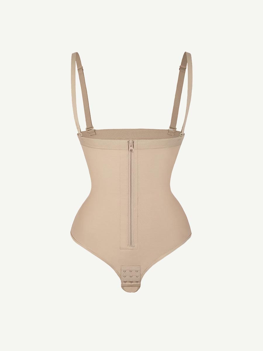 High-Waist Plus Size Thong Bodysuit Shapewear with Adjustable Straps