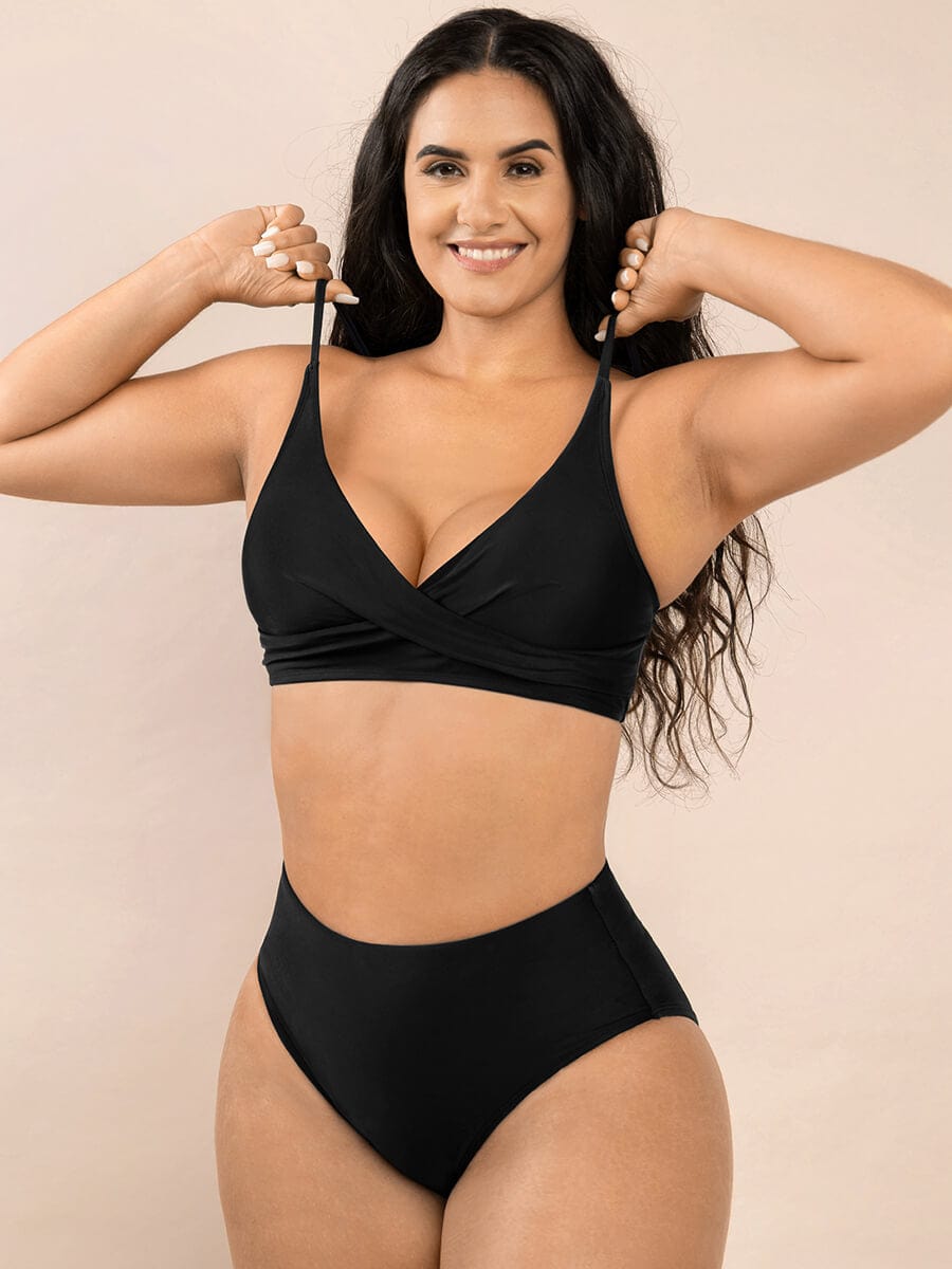 Elegant Cross-Front Body Shaper Swimsuit
