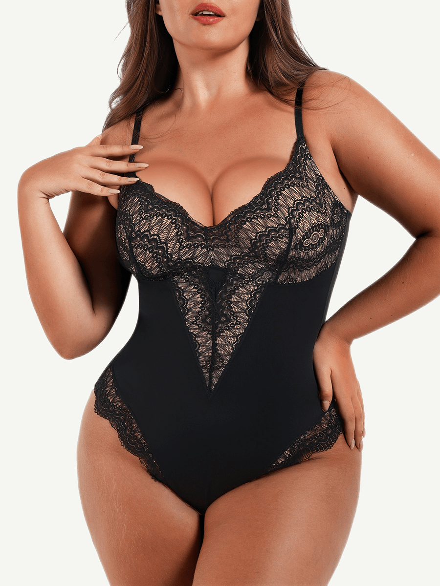 Sultry Lace Bodysuit with Sculpting Compression