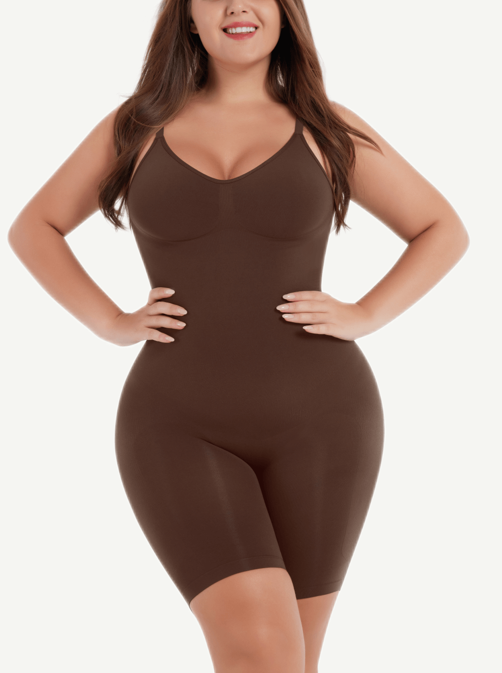 Seamless Open-Back Mid-Thigh Shaper with Chest Support