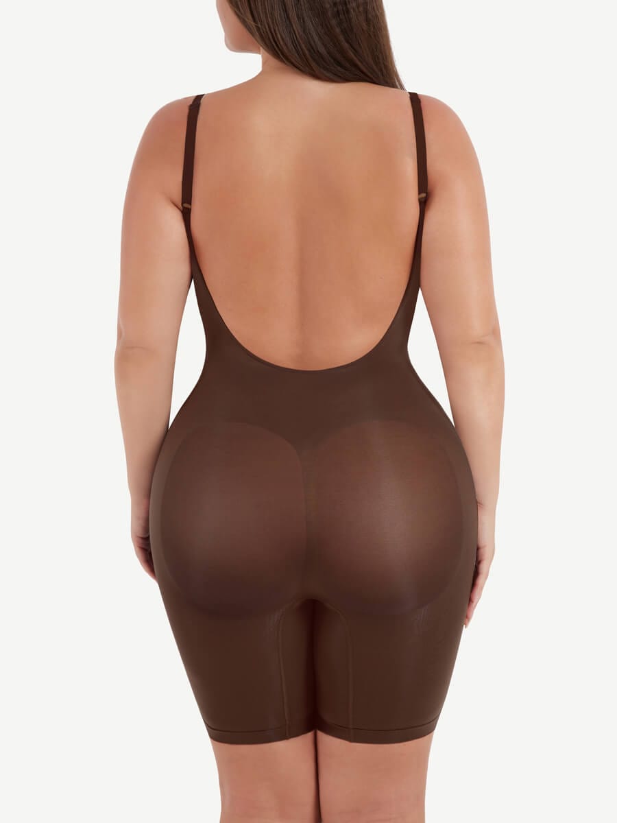 Seamless Open-Back Mid-Thigh Shaper with Chest Support