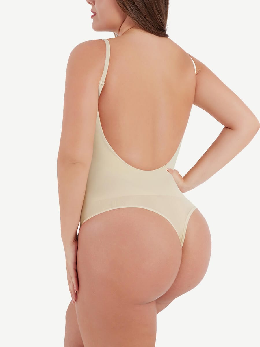 Seamless Open-Back Thong Bodysuit Shapewear