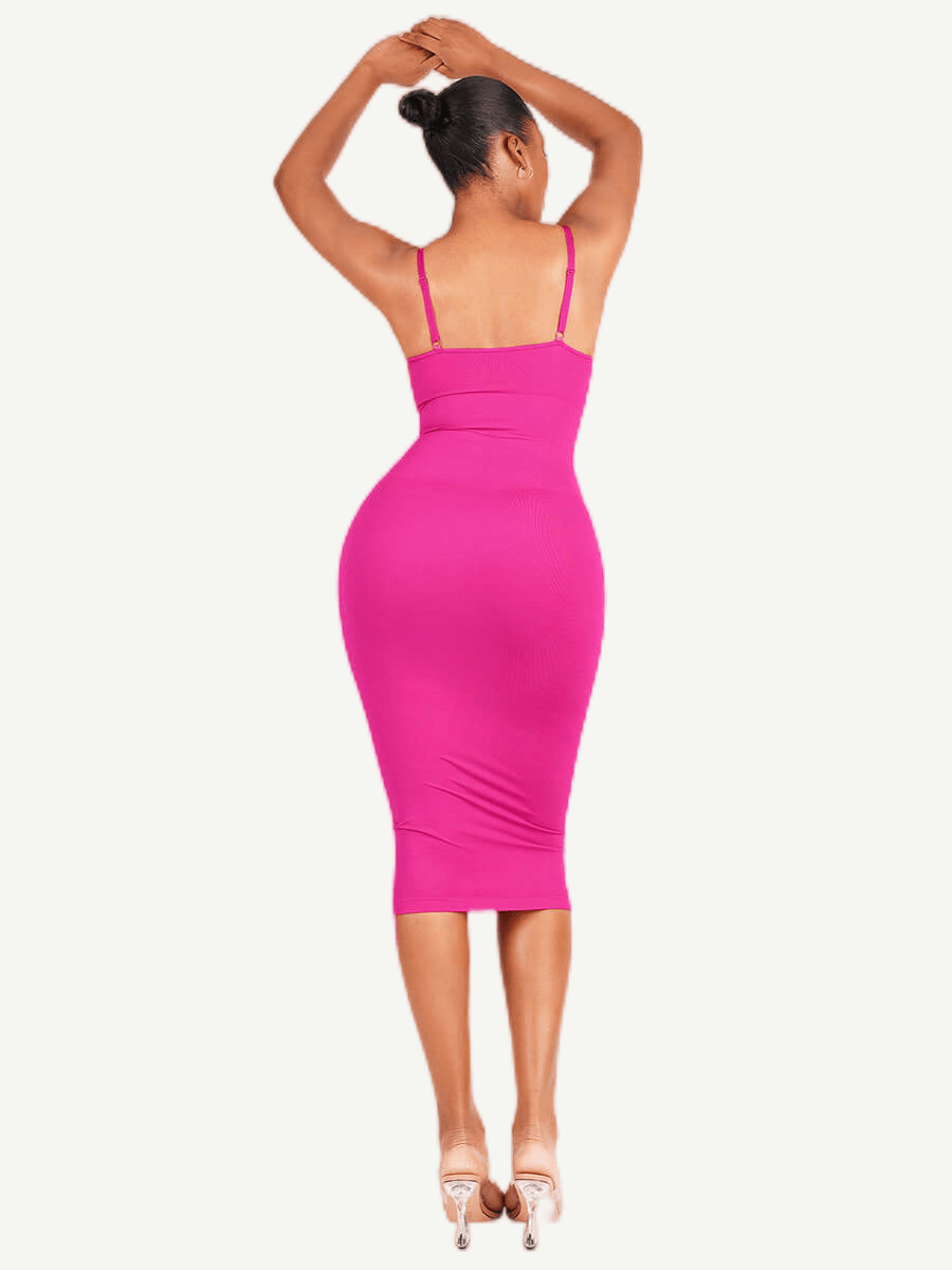 Eco-friendly Spaghetti Strap V-neck Seamless Shaper Dress