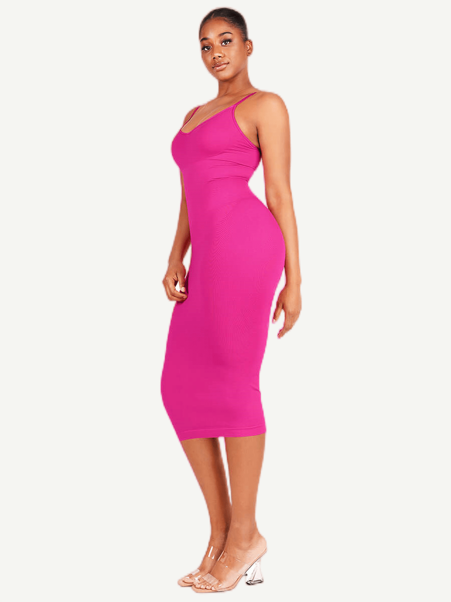 Eco-friendly Spaghetti Strap V-neck Seamless Shaper Dress