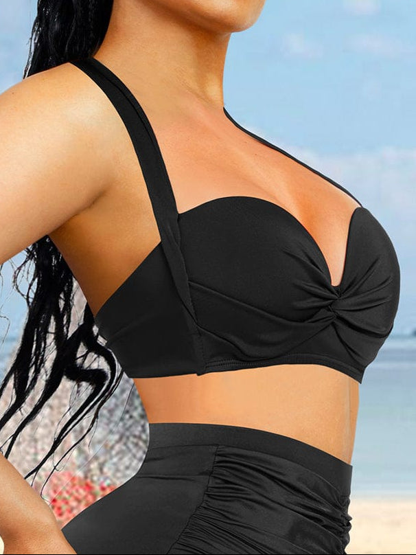 Stylish Strappy Tankini with Bra Twist and Tummy Control
