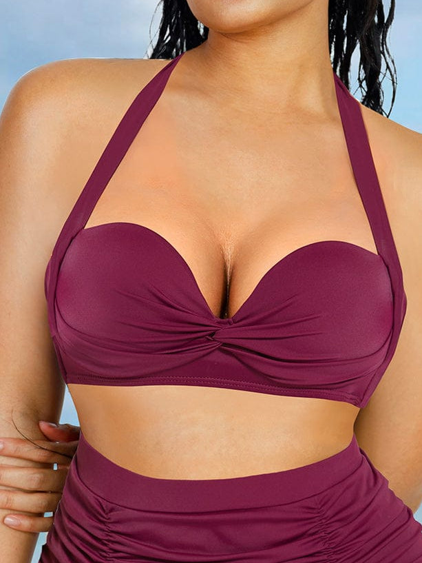 Stylish Strappy Tankini with Bra Twist and Tummy Control