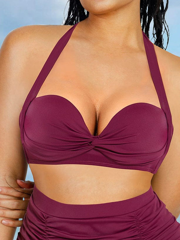 Stylish Strappy Tankini with Bra Twist and Tummy Control