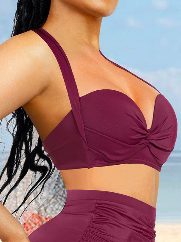 Stylish Strappy Tankini with Bra Twist and Tummy Control