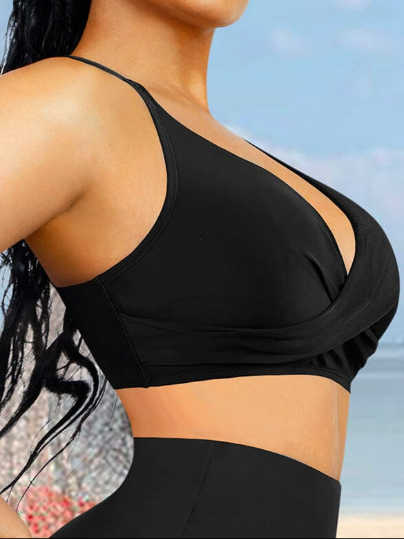 Elegant Cross-Front Body Shaper Swimsuit