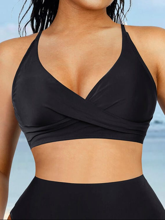 Elegant Cross-Front Body Shaper Swimsuit