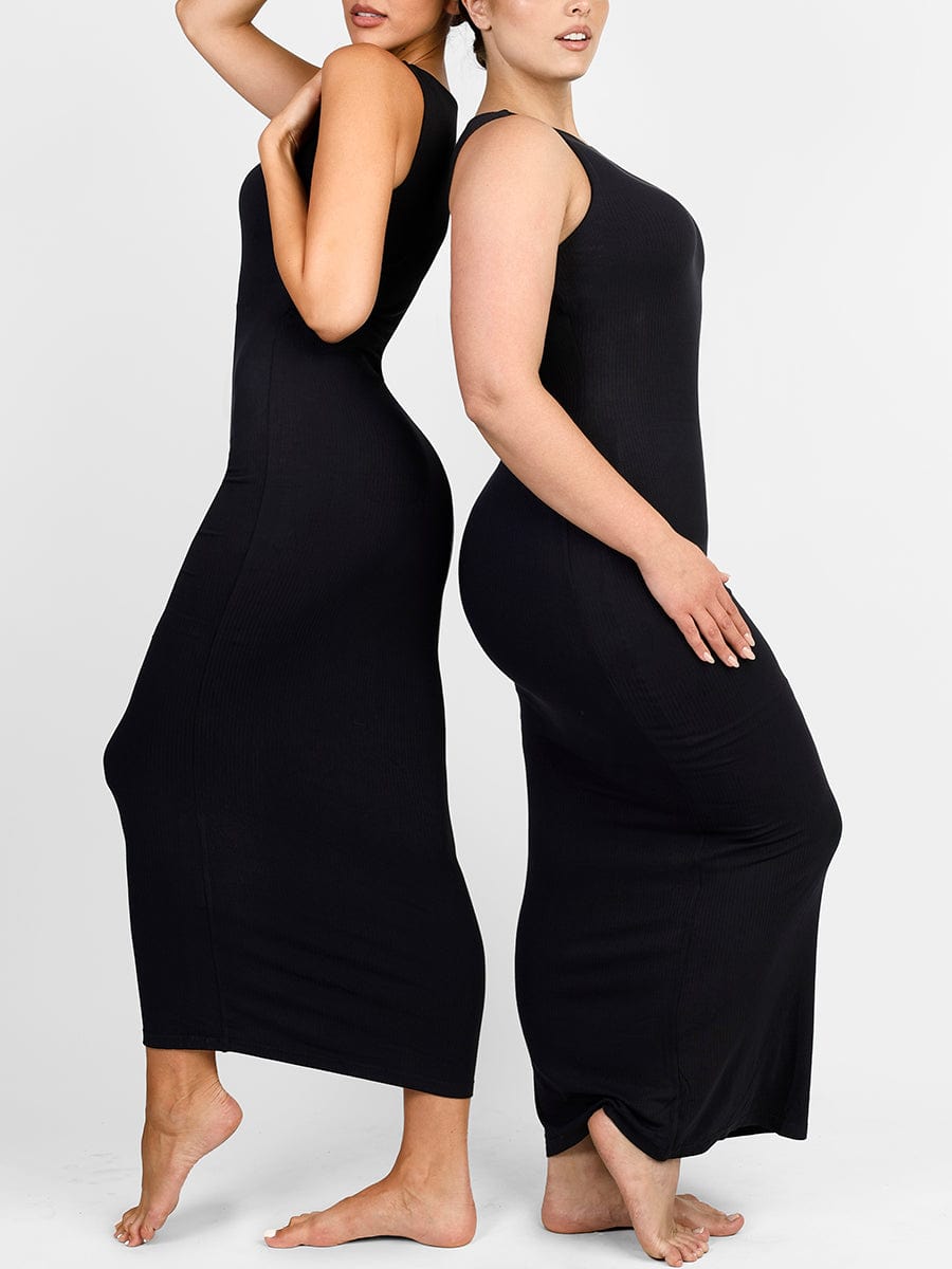 Light Support Crew Neck Shapewear Dress with Built-in Contouring