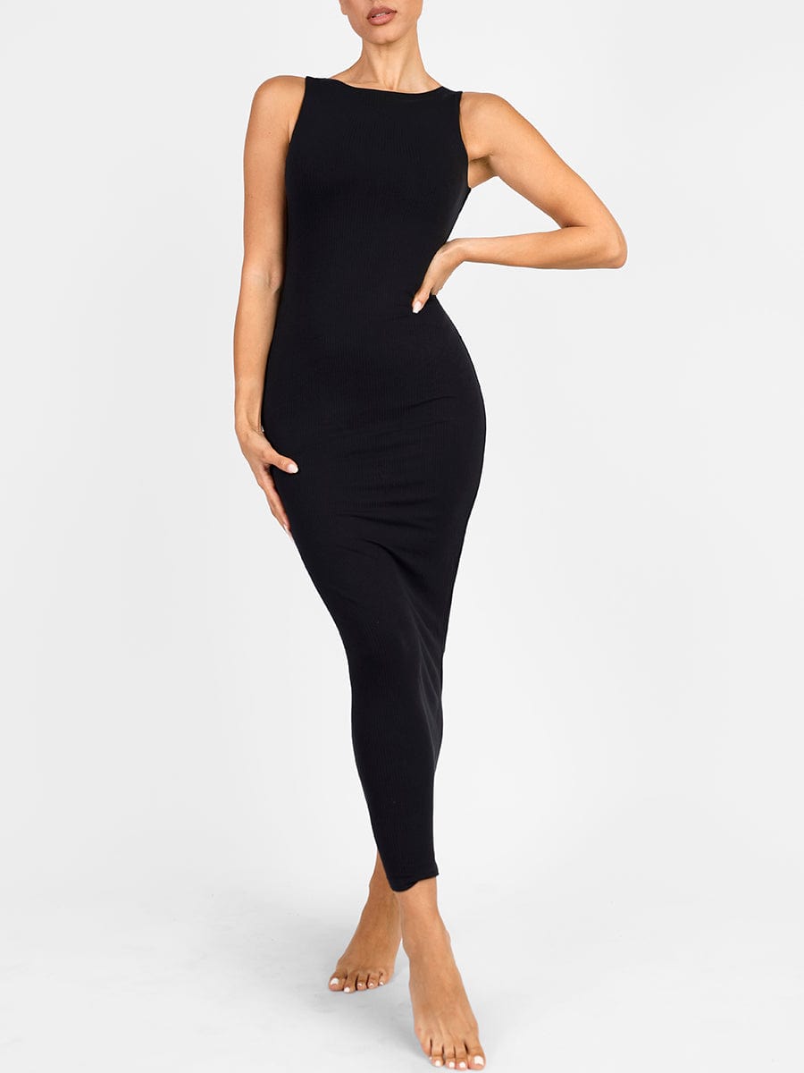 Light Support Crew Neck Shapewear Dress with Built-in Contouring