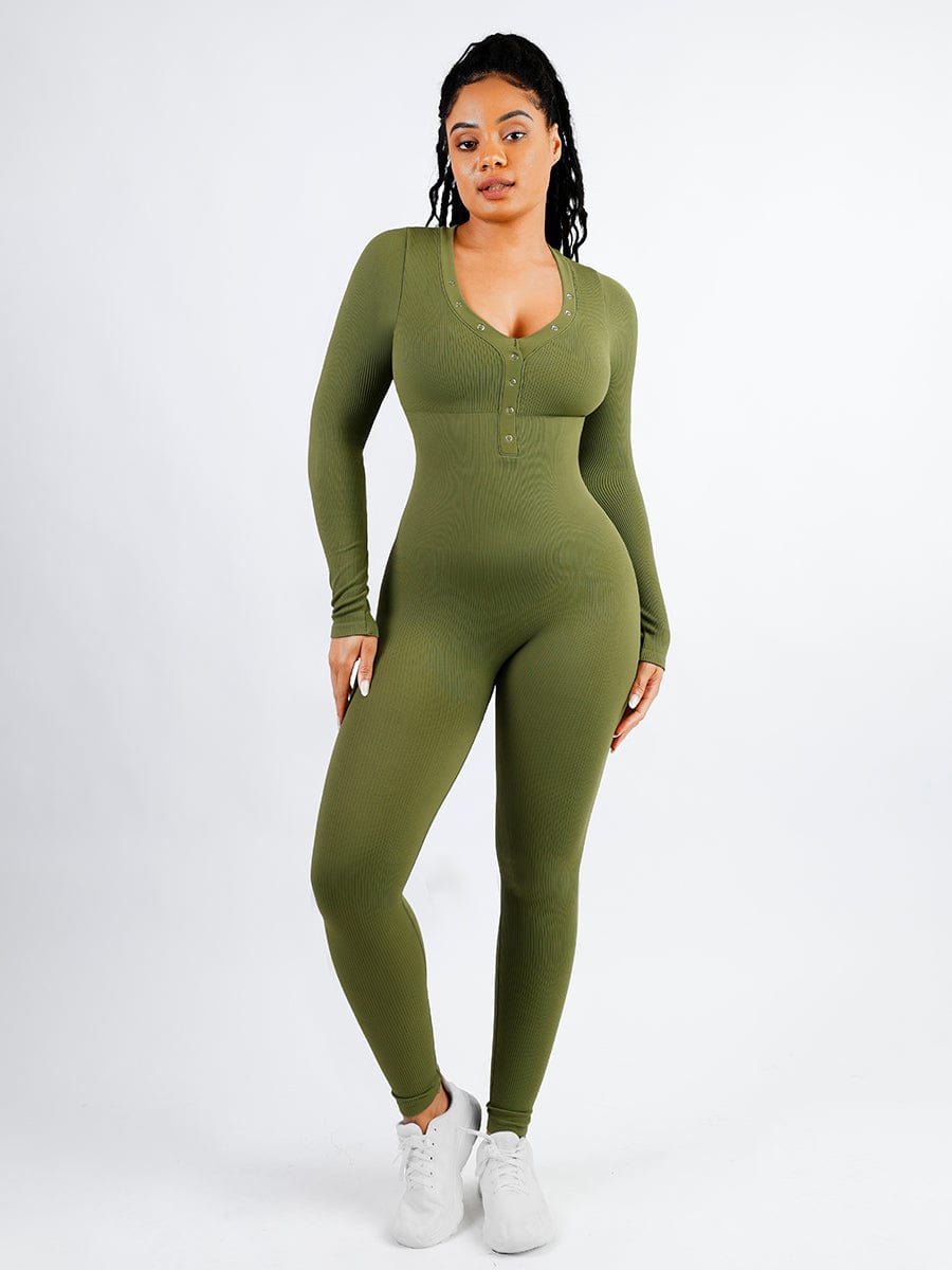Sculpting Seamless V-Neck Tummy Control Jumpsuit
