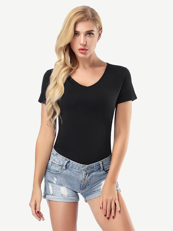 Comfort Chic Bamboo V Neck Short Sleeve Tee