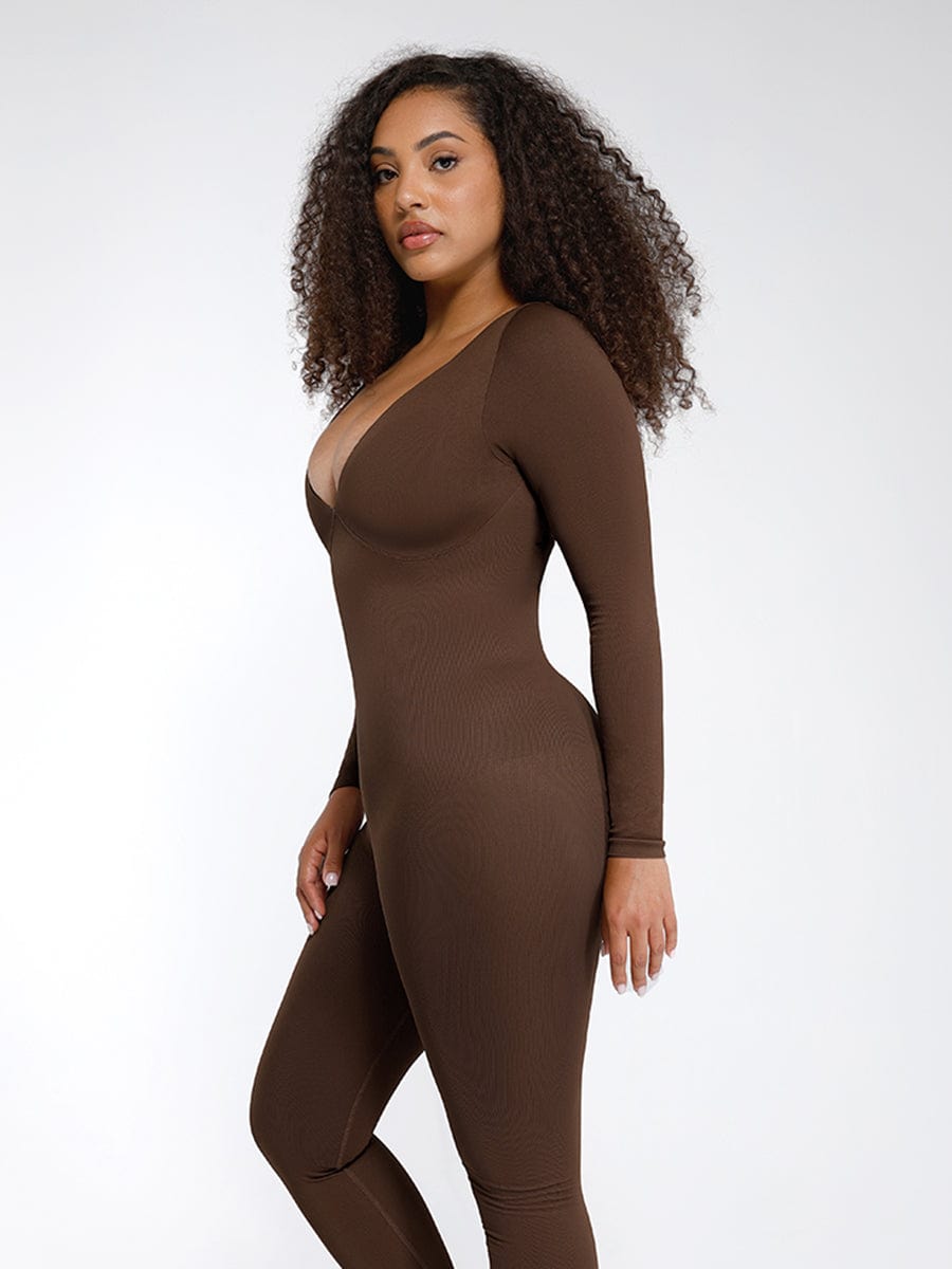 Seamless Deep V Tummy Control Catsuit - Instant Waist Sculpting