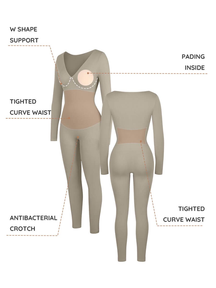 Seamless Deep V Tummy Control Catsuit - Instant Waist Sculpting