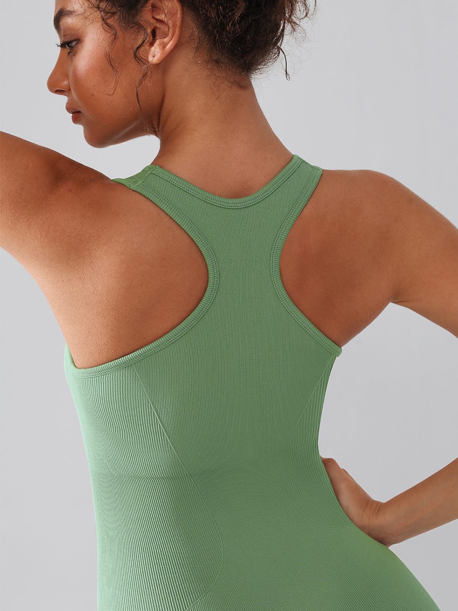 Sleek Seamless Zip Racerback Sport Shaping Jumpsuit