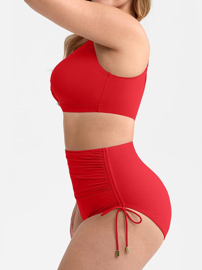 Deep V Tummy Control Swimsuit with Stylish Metal Ring