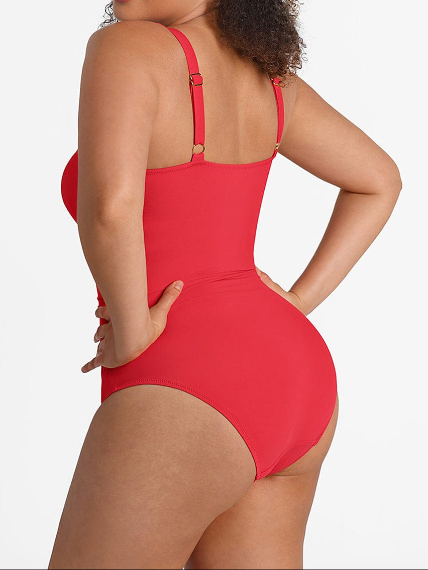 Sculpt & Shine Ruched One Piece Swimsuit with Built-In Shaping Mesh