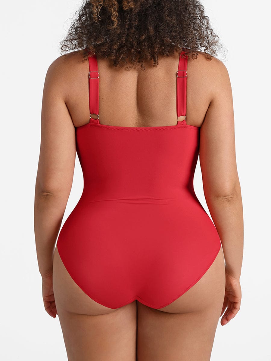 Sculpt & Shine Ruched One Piece Swimsuit with Built-In Shaping Mesh