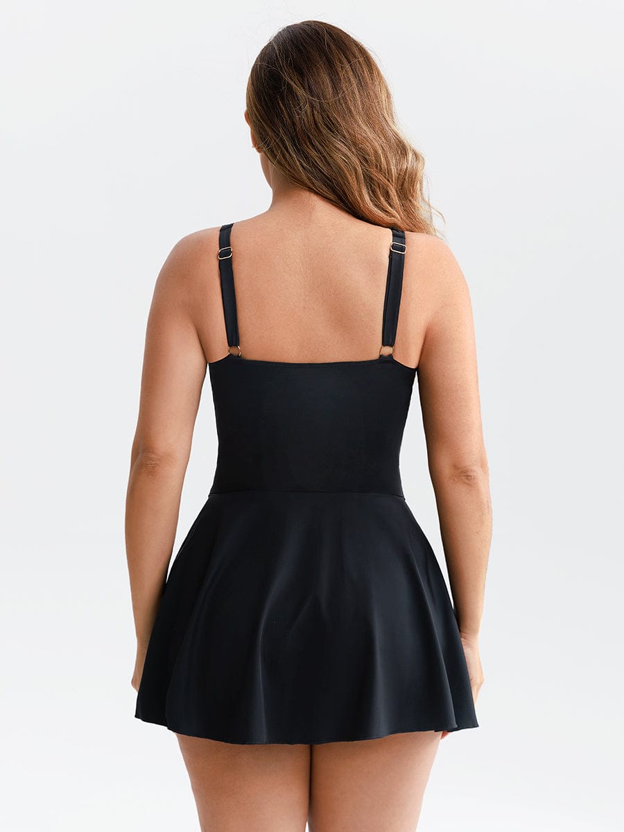 Sculpting Deep V Ruched One-Piece Swimsuit with Removable Pads