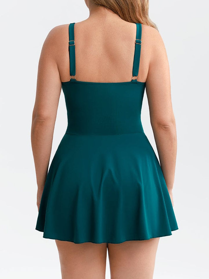 Sculpting Deep V Ruched One-Piece Swimsuit with Removable Pads