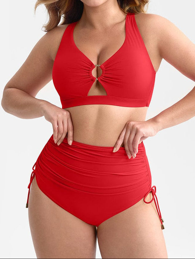 Deep V Tummy Control Swimsuit with Stylish Metal Ring