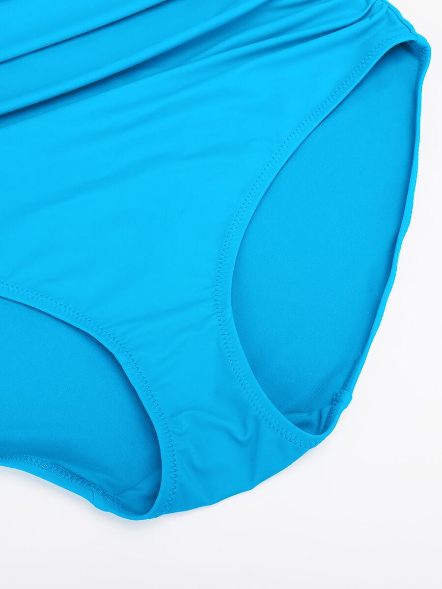 Chic Ruffled V Neck Lace-Up One Piece Swimsuit