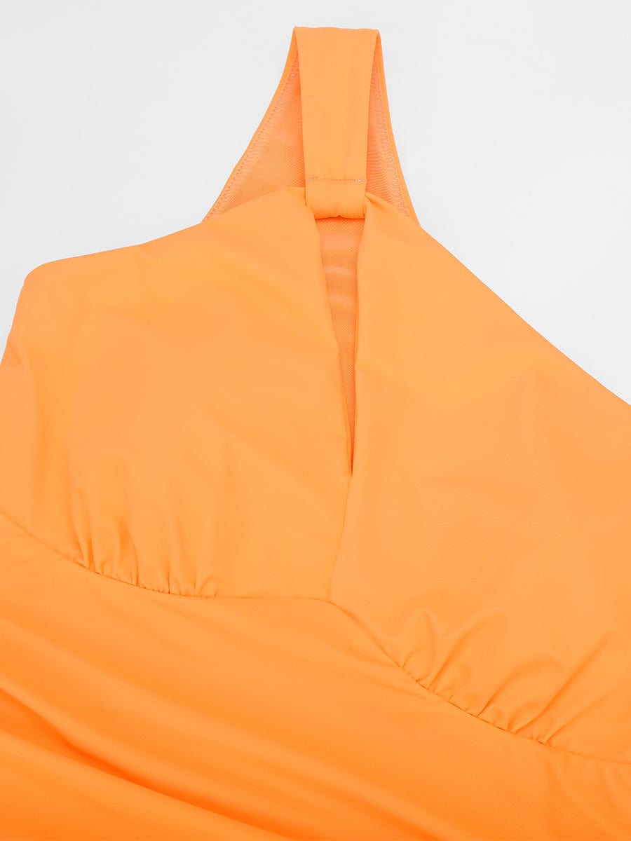 Chic One Shoulder Ruched Supportive Swimsuit
