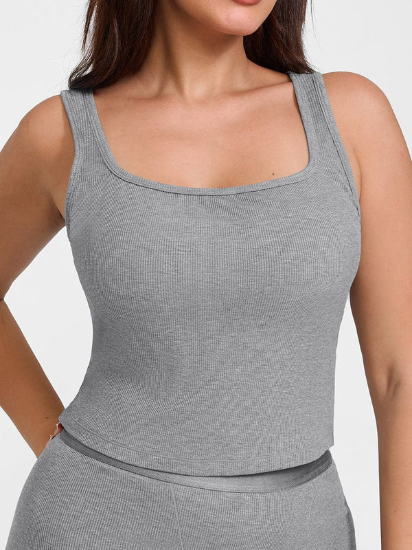 Rayon Ribbed Scoop Neck Tank Top - Breathe Easy Style