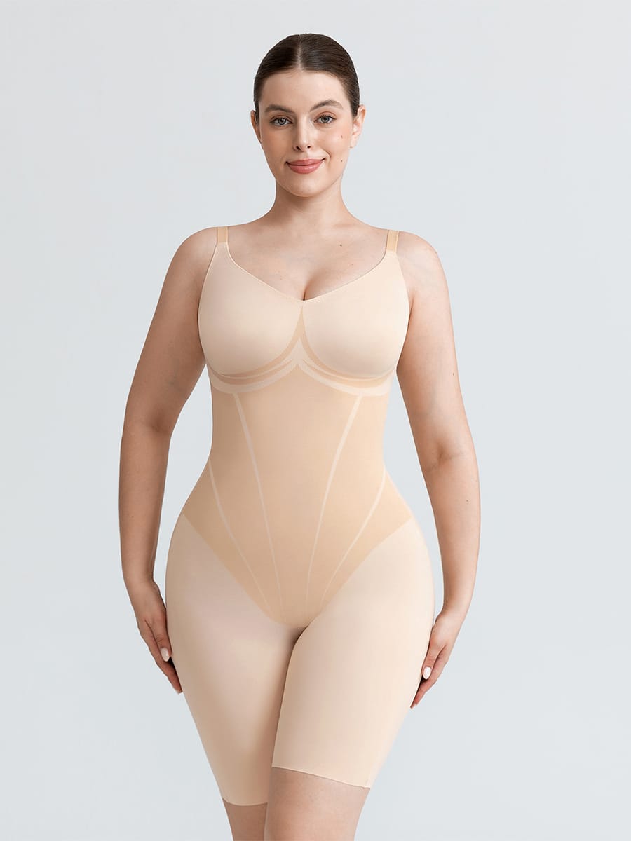 Revolutionary Light Control V-Neck Shaping Bodysuit with Boyshorts