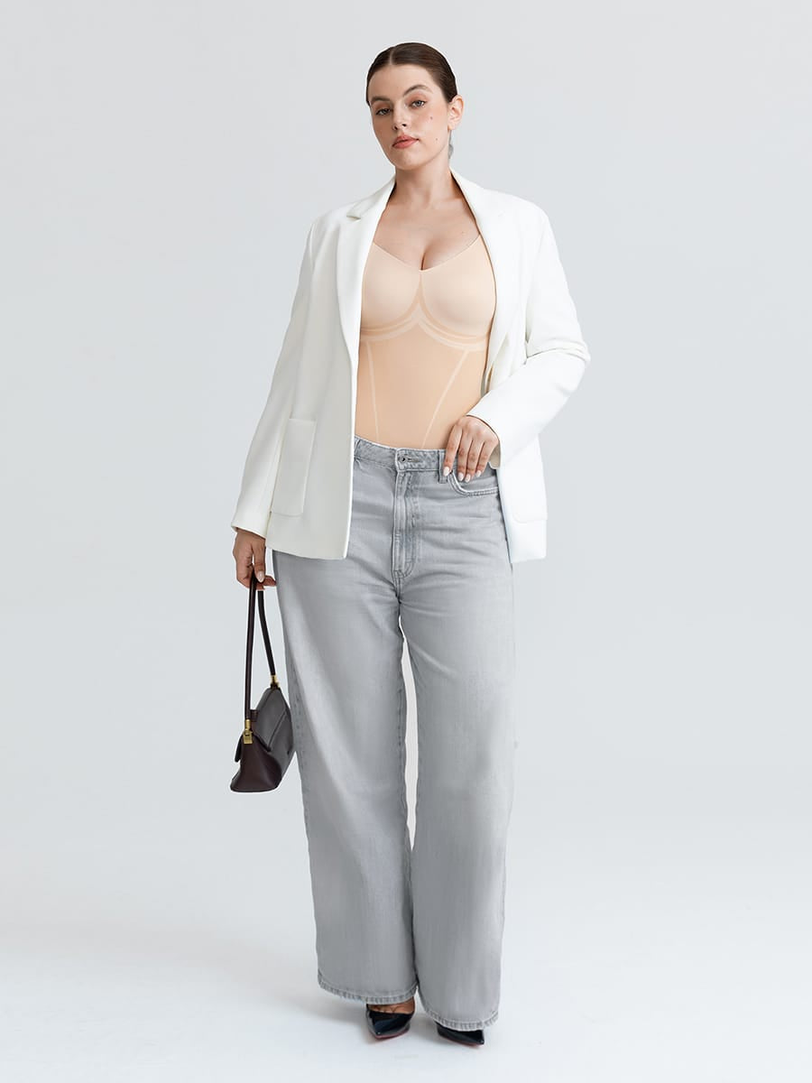 Revolutionary Light Control V-Neck Shaping Bodysuit with Boyshorts