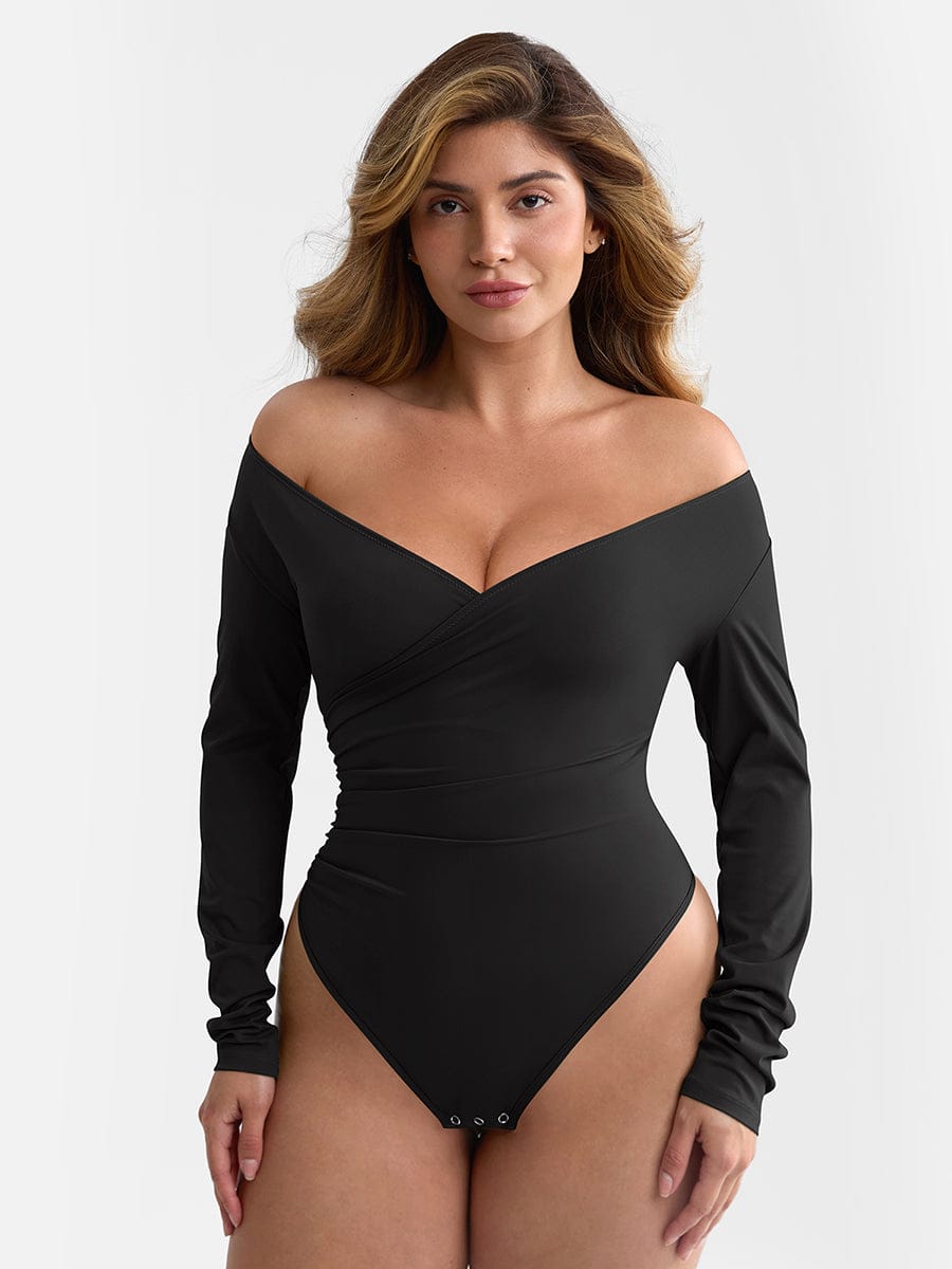 Elegant V-Neck Bodysuit with Waist & Tummy Control
