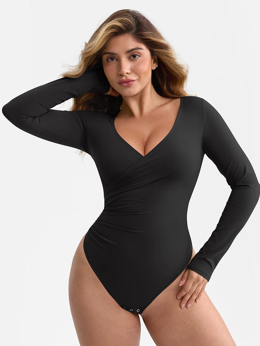 Elegant V-Neck Bodysuit with Waist & Tummy Control