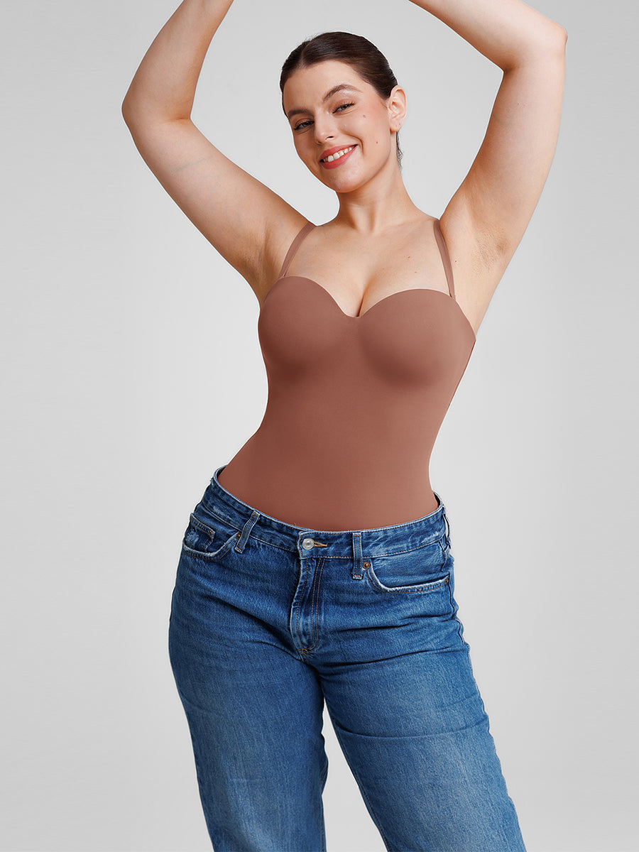 Seamless Underwire Half Cup Shapewear Bodysuit with Customizable Padding