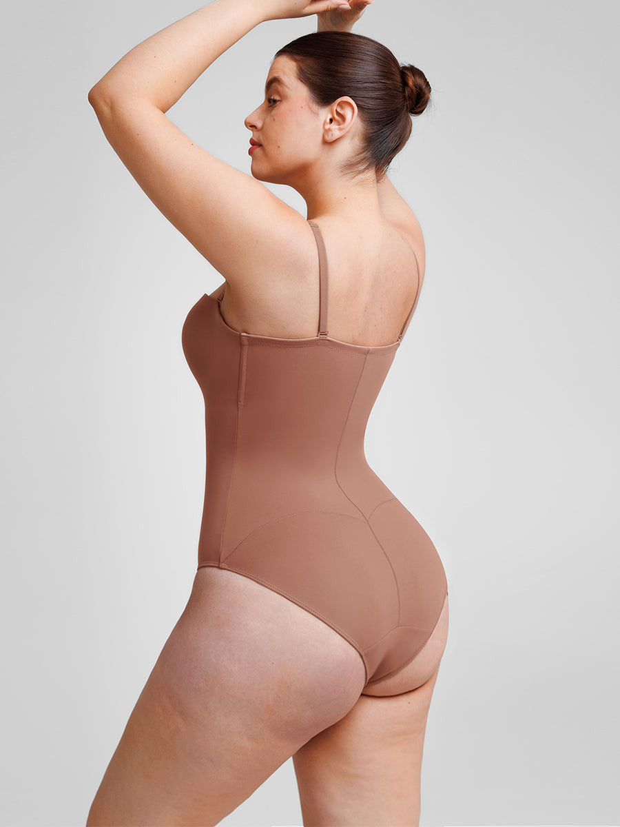 Seamless Underwire Half Cup Shapewear Bodysuit with Customizable Padding