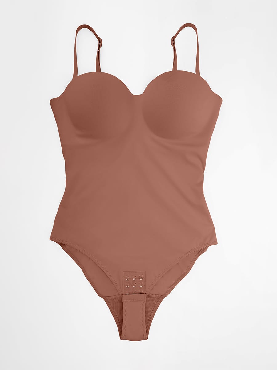 Seamless Underwire Half Cup Shapewear Bodysuit with Customizable Padding