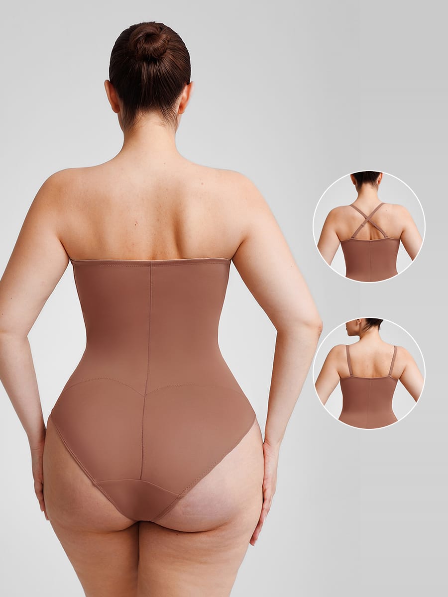Seamless Underwire Half Cup Shapewear Bodysuit with Customizable Padding