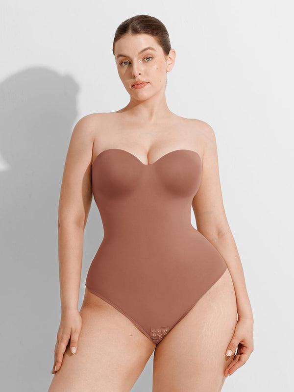 Seamless Underwire Half Cup Shapewear Bodysuit with Customizable Padding