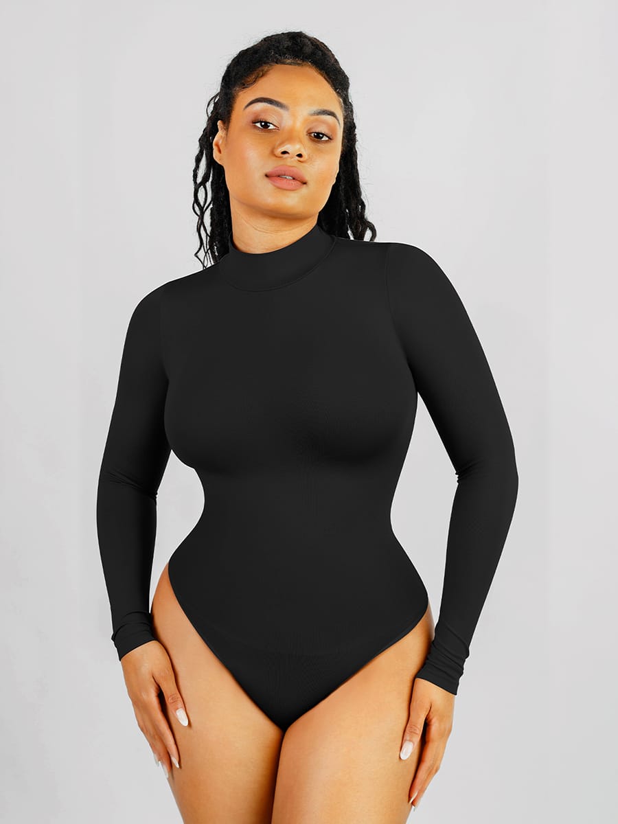 Eco Chic Seamless Turtleneck Thong Bodysuit
