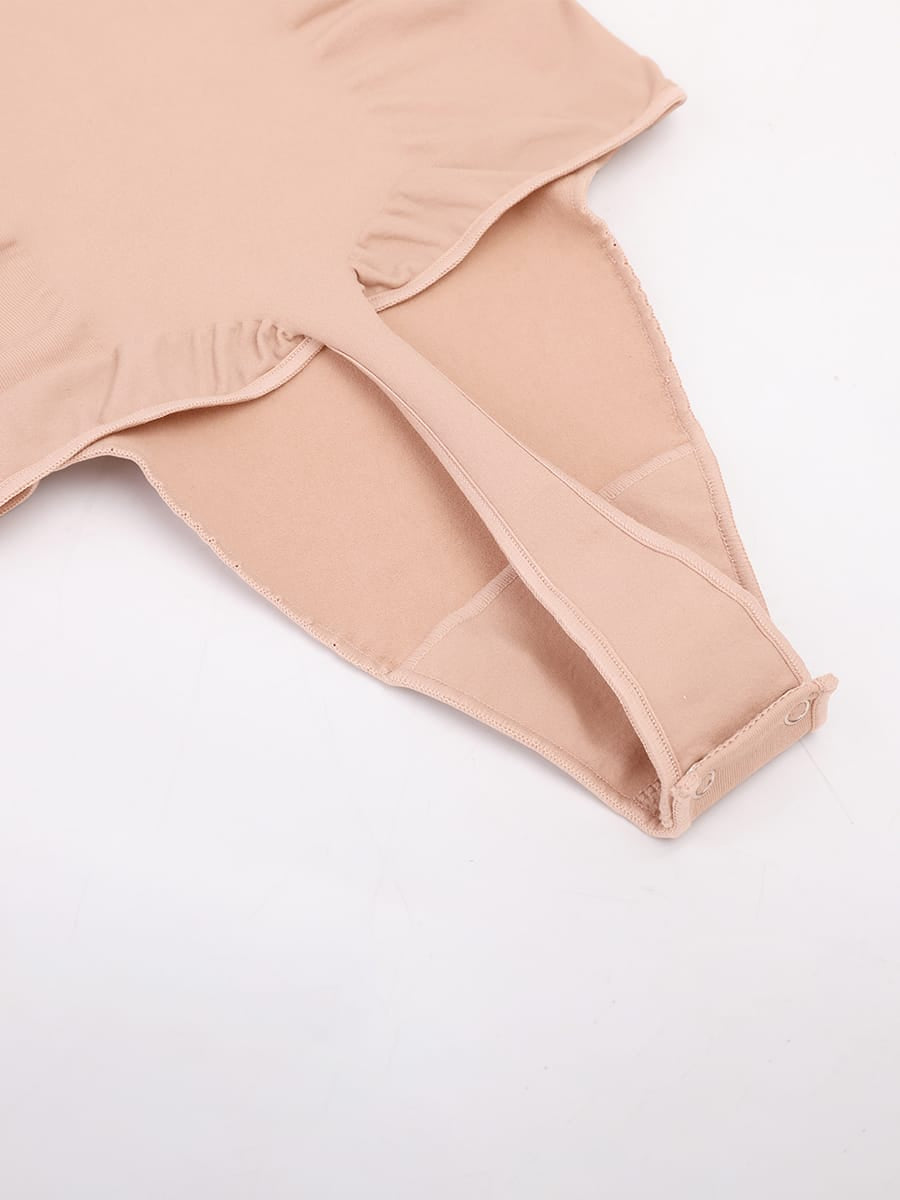 Seamless V-Neck Tummy Control Bodysuit with Ruched Bust