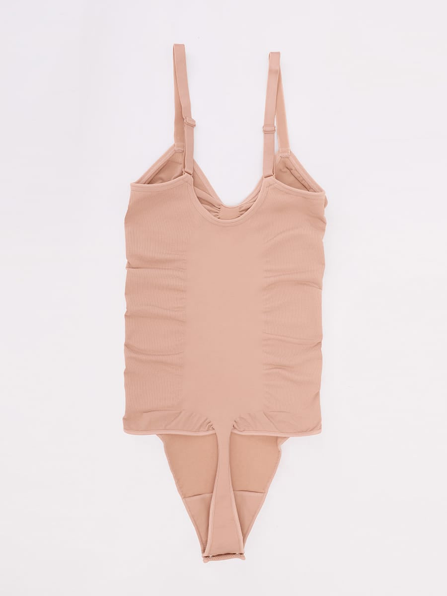 Seamless V-Neck Tummy Control Bodysuit with Ruched Bust
