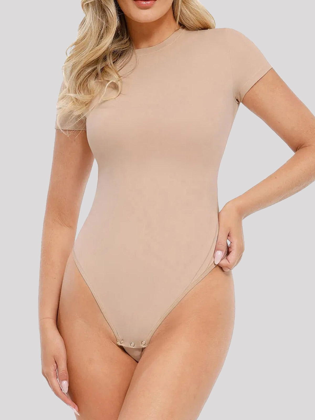 Curve-Enhancing Short Sleeve Bodysuit with Tummy Control
