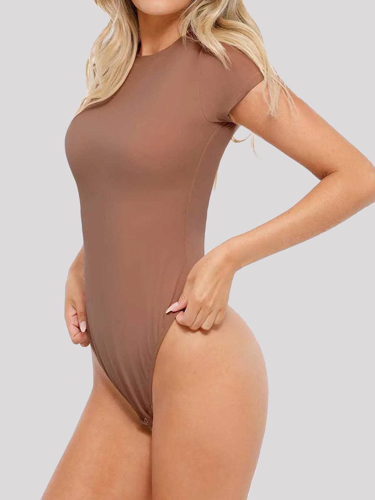Curve-Enhancing Short Sleeve Bodysuit with Tummy Control