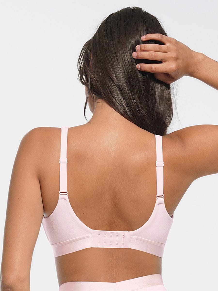 Deep V Neck Ribbed Modal Bralette with Removable Pads for Everyday Comfort