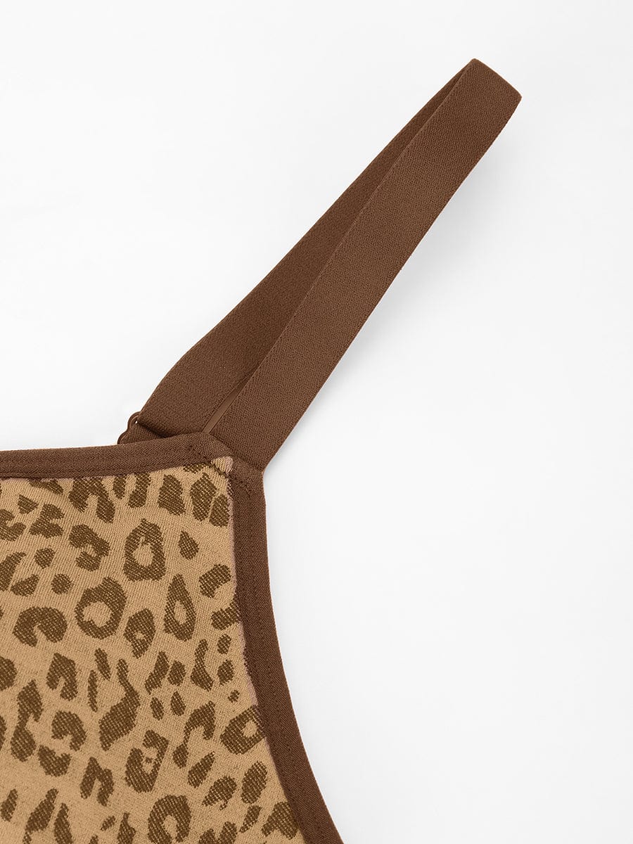 Seamless Leopard Print Support Bra with Adjustable Straps